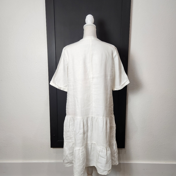 GRAE COVE WHITE LINEN TIERD DRESS SIZE MEDIUM - Picture 5 of 7
